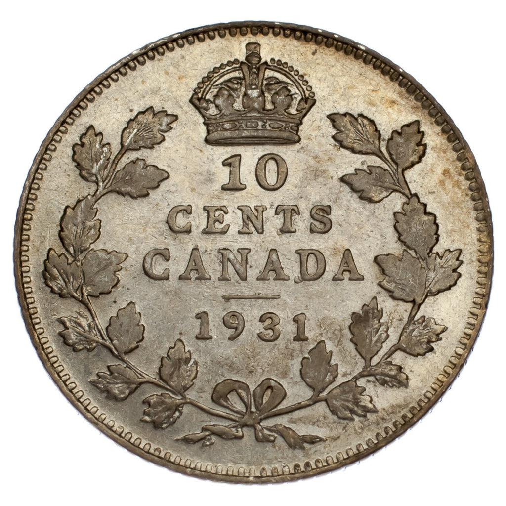 1931 Canada 10 Cents Silver Coin in XF+ Condition KM #23a