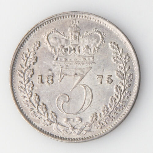 1875 Great Britain Threepence (About Uncirculated+, AU+) England 3 Pence KM#730