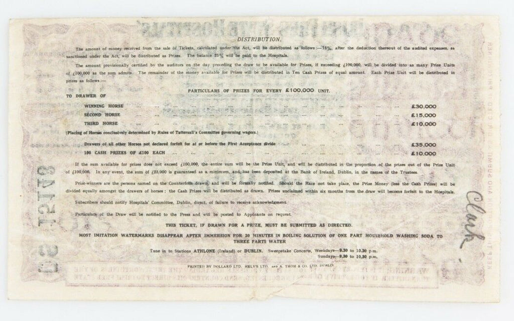 Lot of 4 Irish Free State Hosptials Sweepstake Tickets 1936-1937