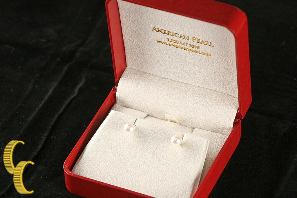 American Pearl 14k Yellow Gold Pendant & Stud Earring Set Great Gift For Her!