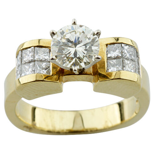 1.83 Carat Round Brilliant Diamond 14k Yellow Gold Engagement Ring Size 6.5