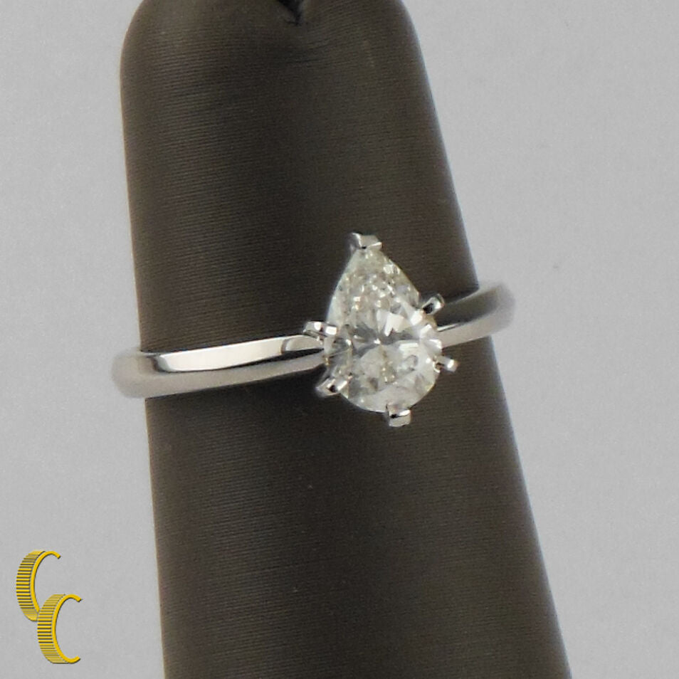 0.75 carat Pear Shaped Diamond Platinum Solitaire Engagement Ring Size 5.25