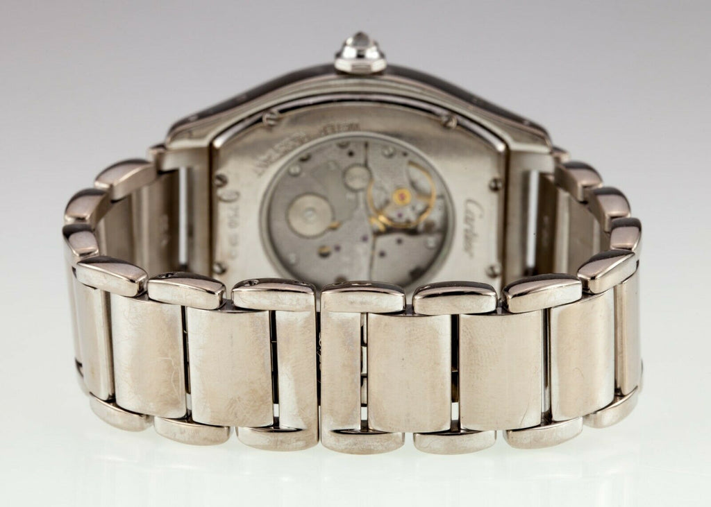 Cartier 18k White Gold Tortue Mechanical Watch w/ Factory Diamonds 2497 Gorgeous