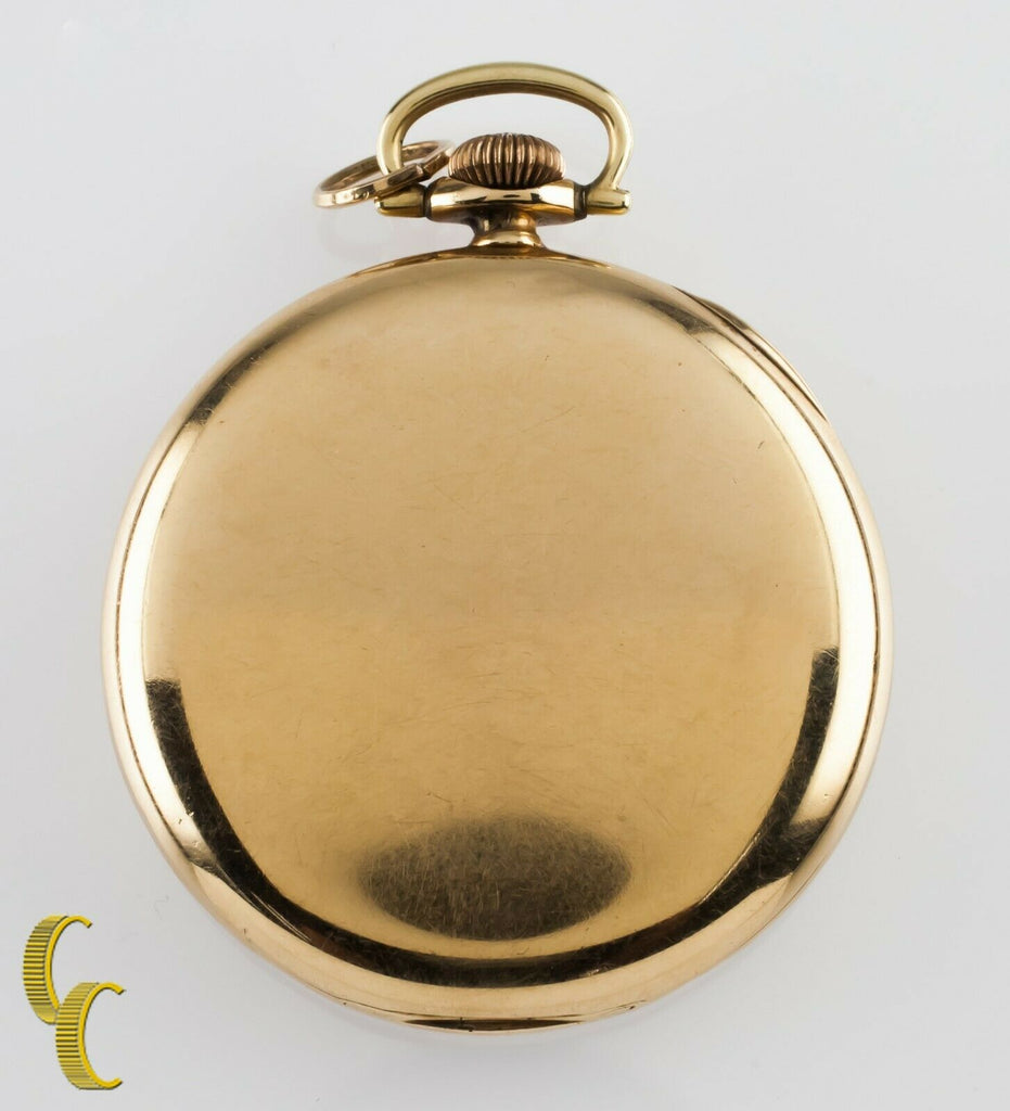 Waltham Colonial Series Open Face 14K Yellow Gold Pocket Watch 14s 19 Jewel
