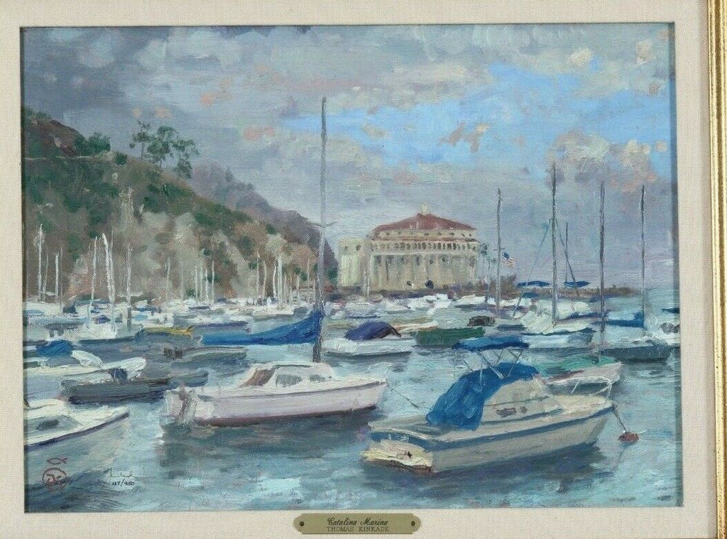 "Catalina Marina" by Thomas Kinkade Lithograph on Canvas 117/950 Framed w/ CoA