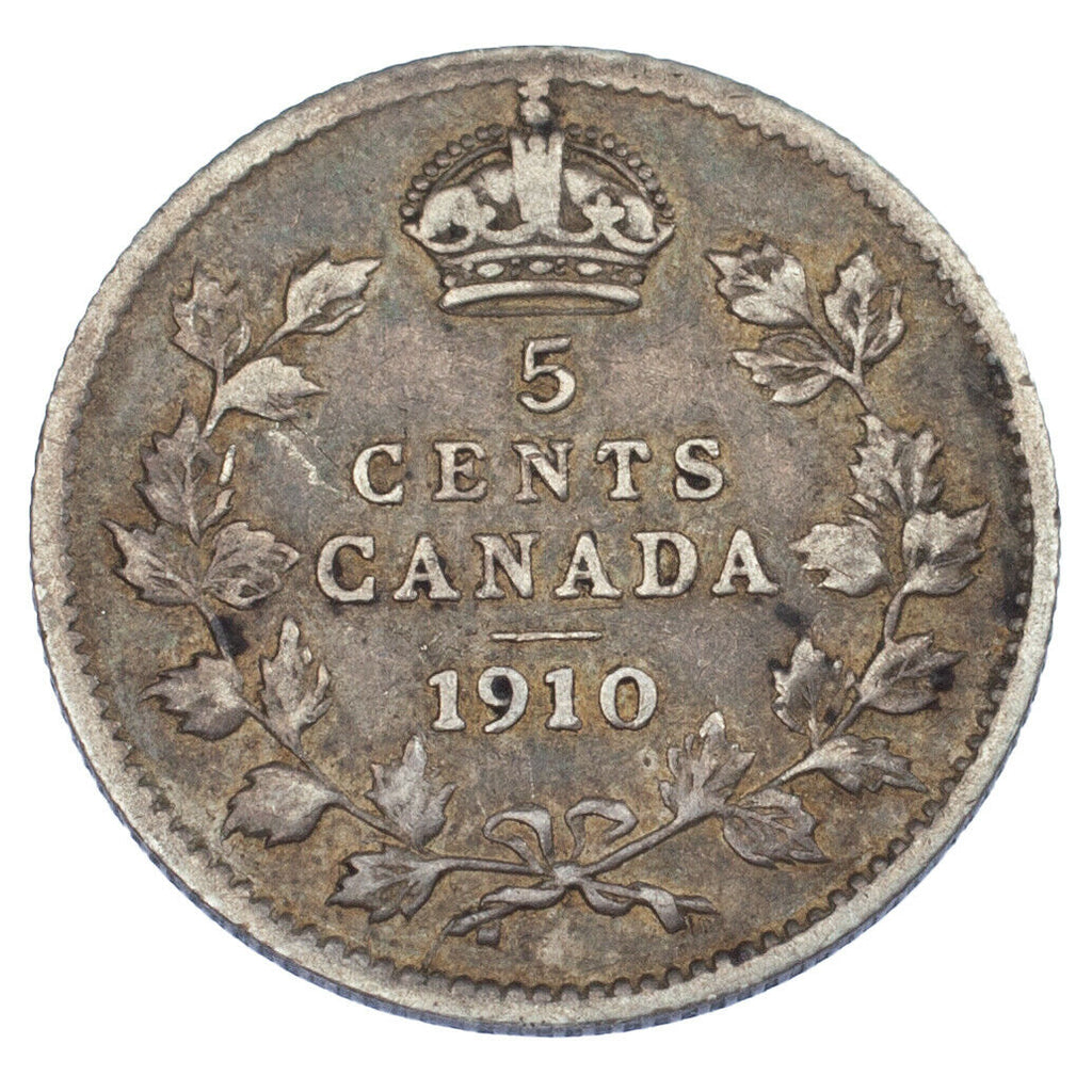 1910 Canada 5 Cents In Very Fine, KM # 13