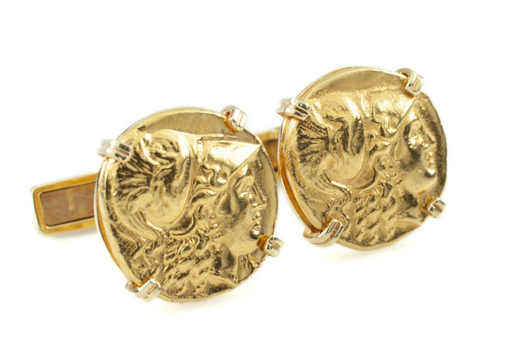 Emis Ancient Gold Coin Re-strike 18k Yellow Gold Cuff Links Set