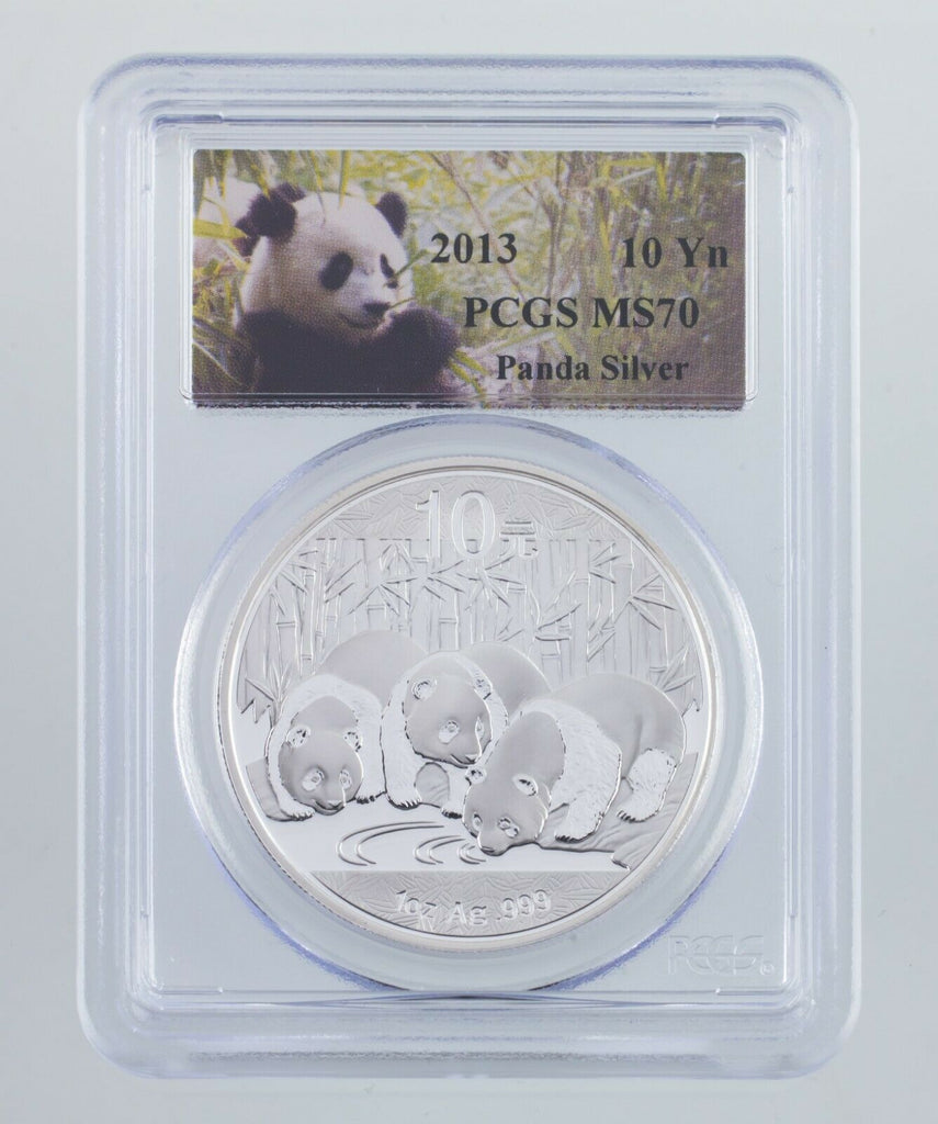2013 China 10 Yuan Silver Panda Graded by PCGS as MS70! Gorgeous Strike