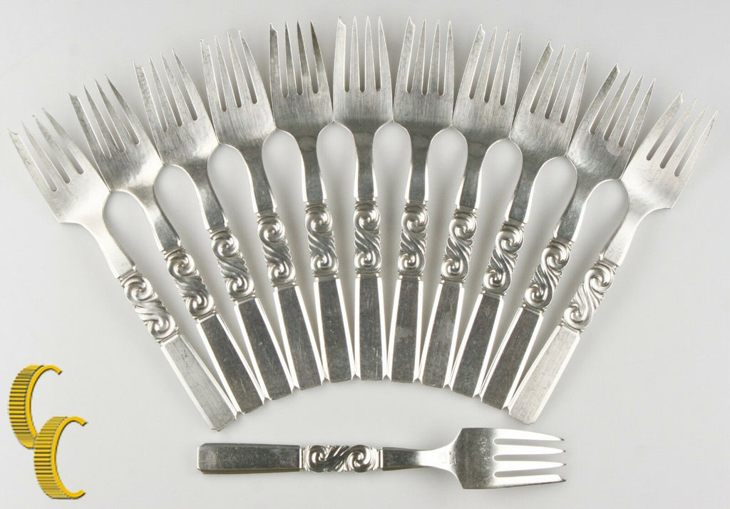 Scroll By Georg Jensen (Denmark) 27 pcs of Sterling Silver Flatware