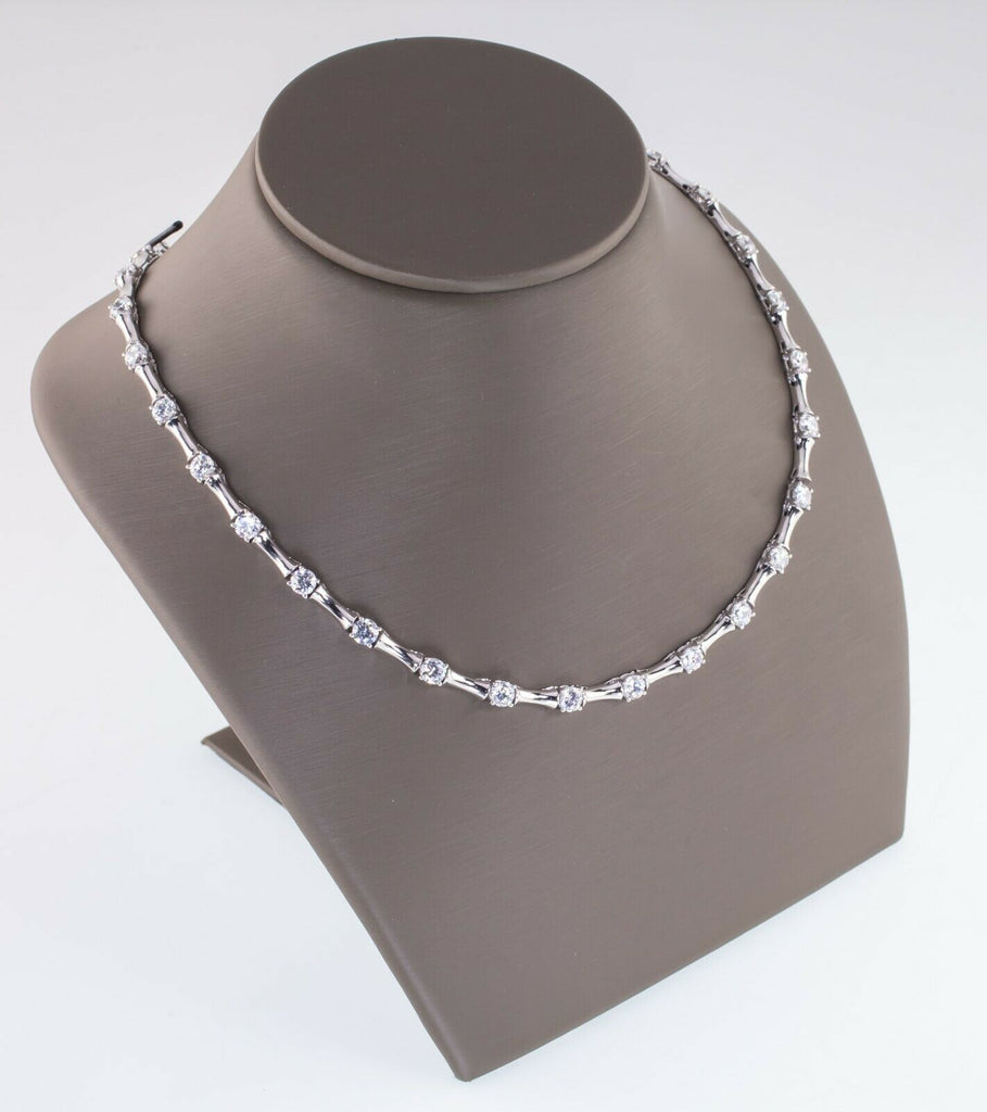 7.00ct t.w. Gorgeous CZ Necklace Set In Rhodium Plated Sterling, 16"