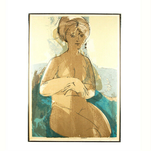 Untitled (Seated Figure) Serigraph by Robert Alan Smith Framed 36 3/8"x26 1/4"