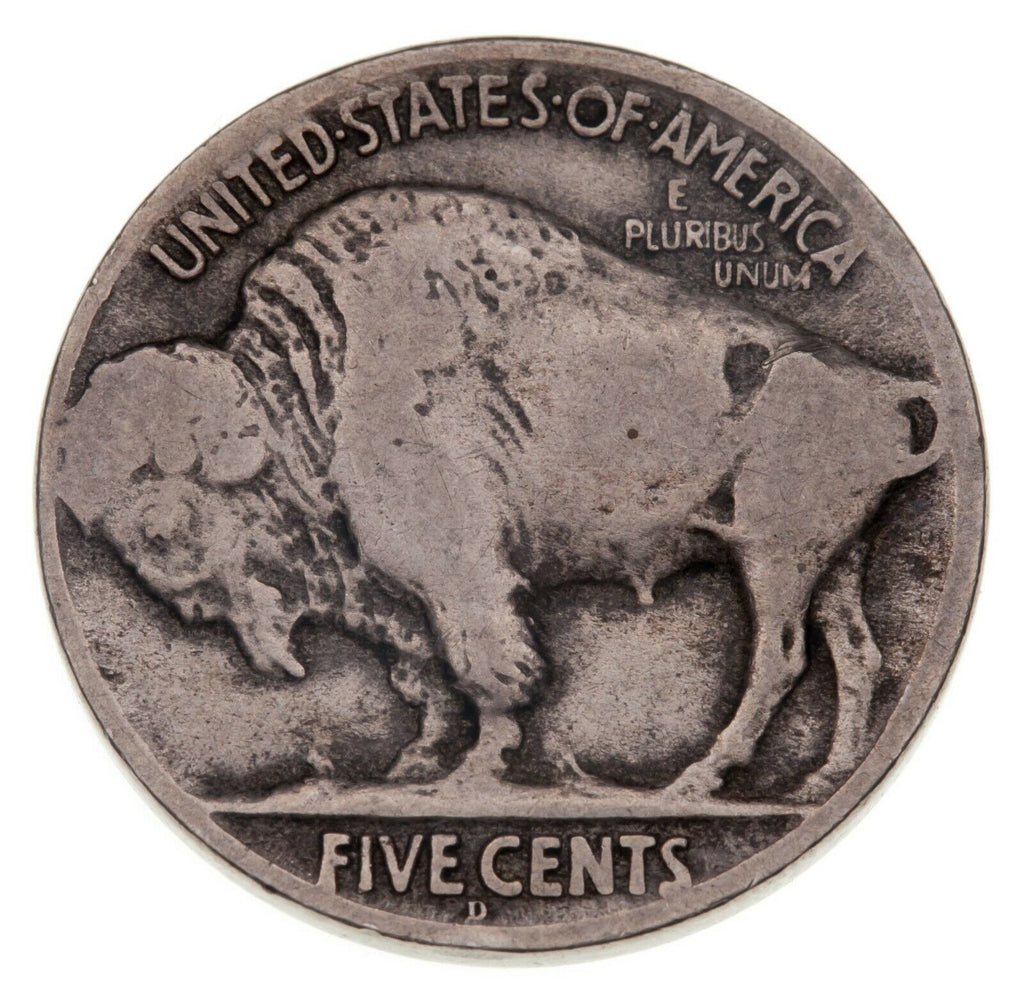 1920-D 5C Buffalo Nickel in Fine Condition. Natural Color, Letters Clear