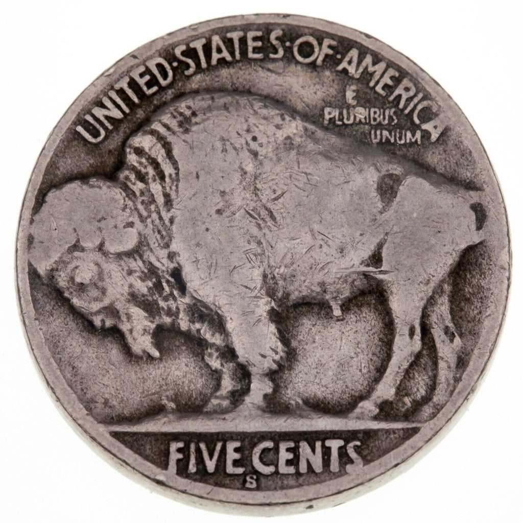 1926-S 5C Buffalo Nickel in VG Condition, Natural Color, Reverse Letters Clear