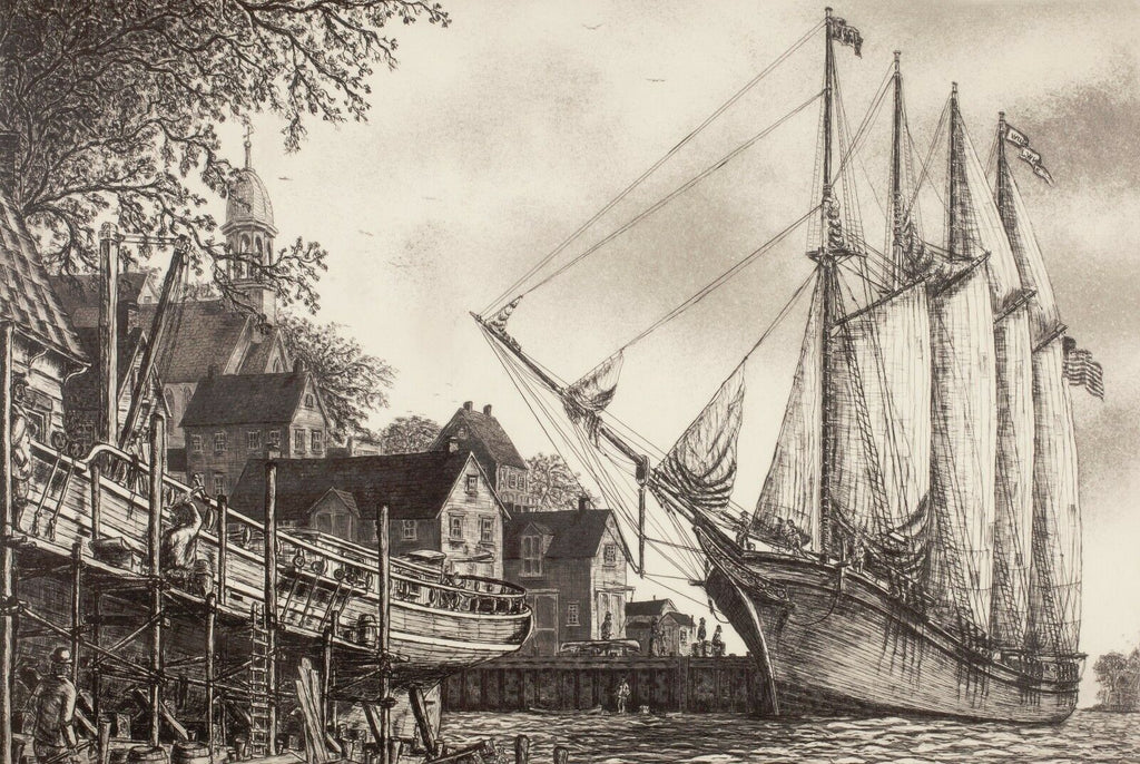 "The William White" Clipper Ship Etching by Alan Jay Gaines Gorgeous Condition!