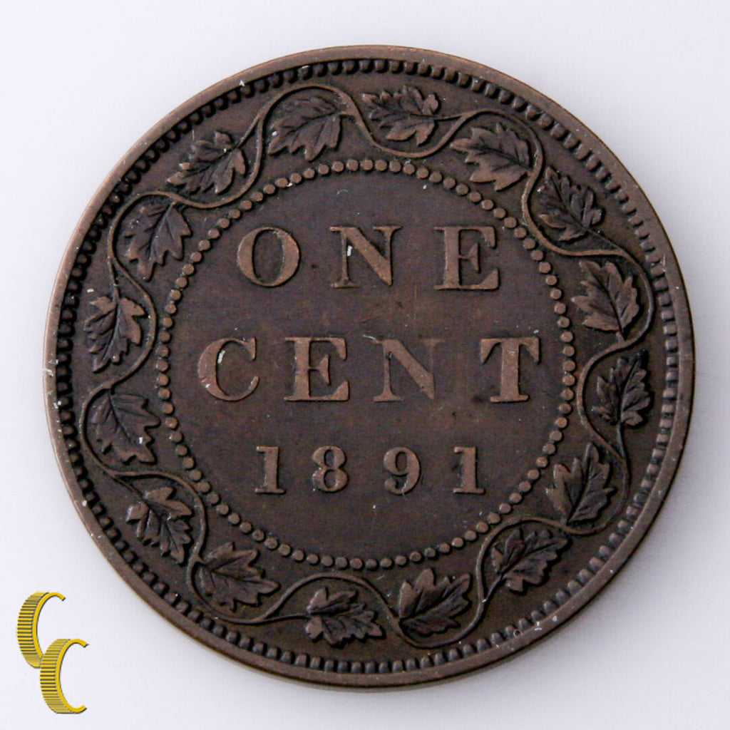 1891 - SL - SD - Obverse # 3 Canada Cent Coin,  KM# 7