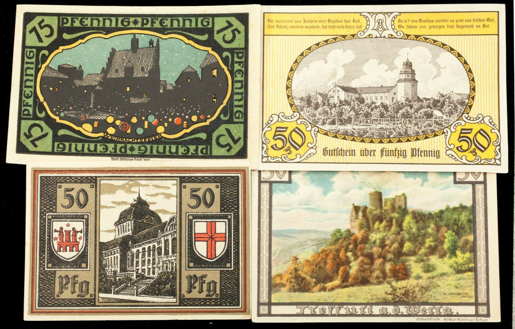 1920's Germany Notgeld Money 25pc City Views - Freiburg, Marienburg, Thuringen