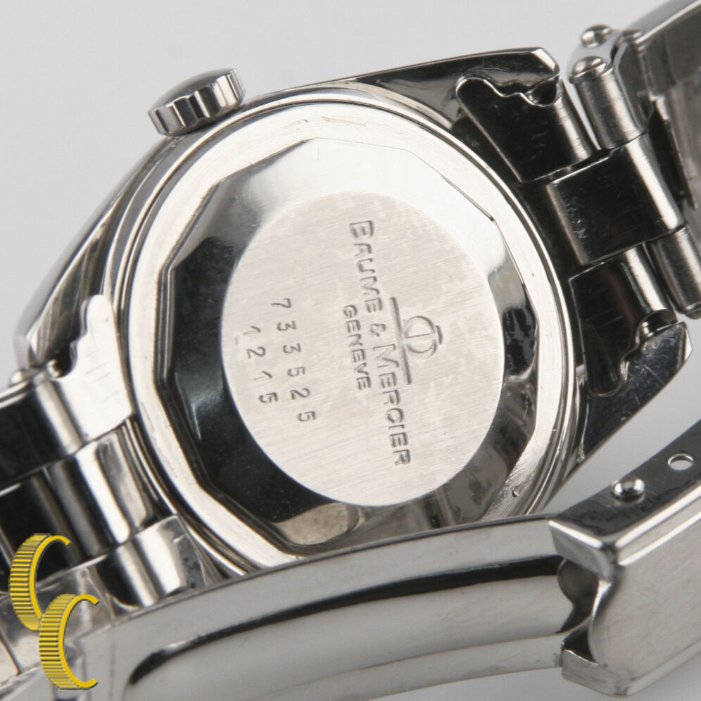 Vtg Ladies Baume & Mercier Stainless Steel Baumatic Automatic Watch w/ Date 1215