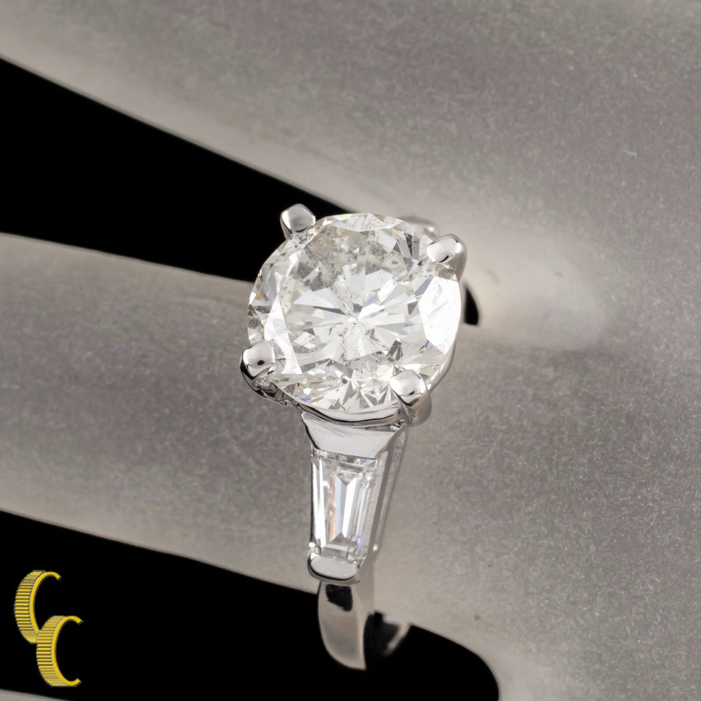3.00 Carat Round Brilliant Diamond 18k White Gold Engagement Ring Size: 6.25