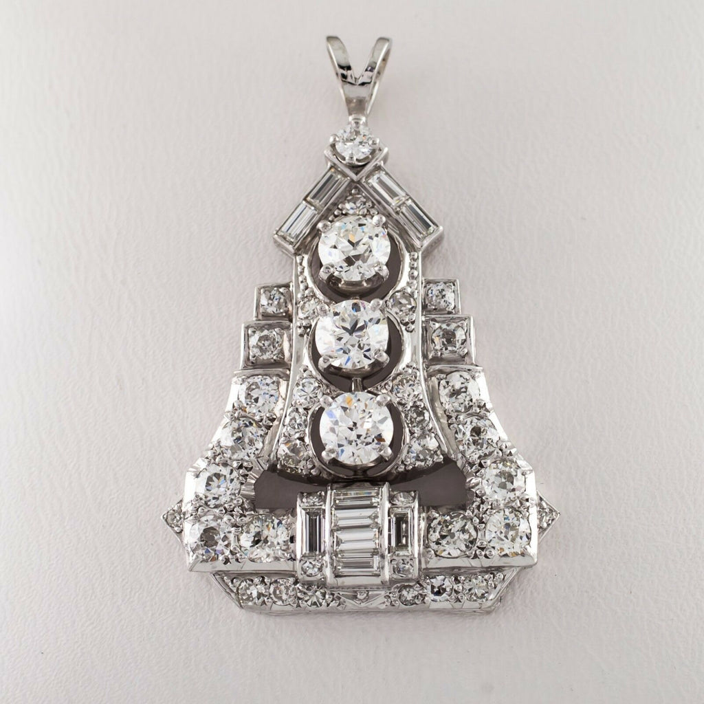 4.00 carat Diamond Colorless / VS Clarity Pagoda Platinum Drop Pendant