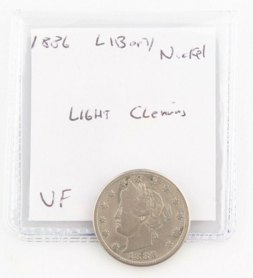 1886 US Liberty Nickel Coin VF Key Date Type 2 Philadelphia 5c Very Fine KM-112