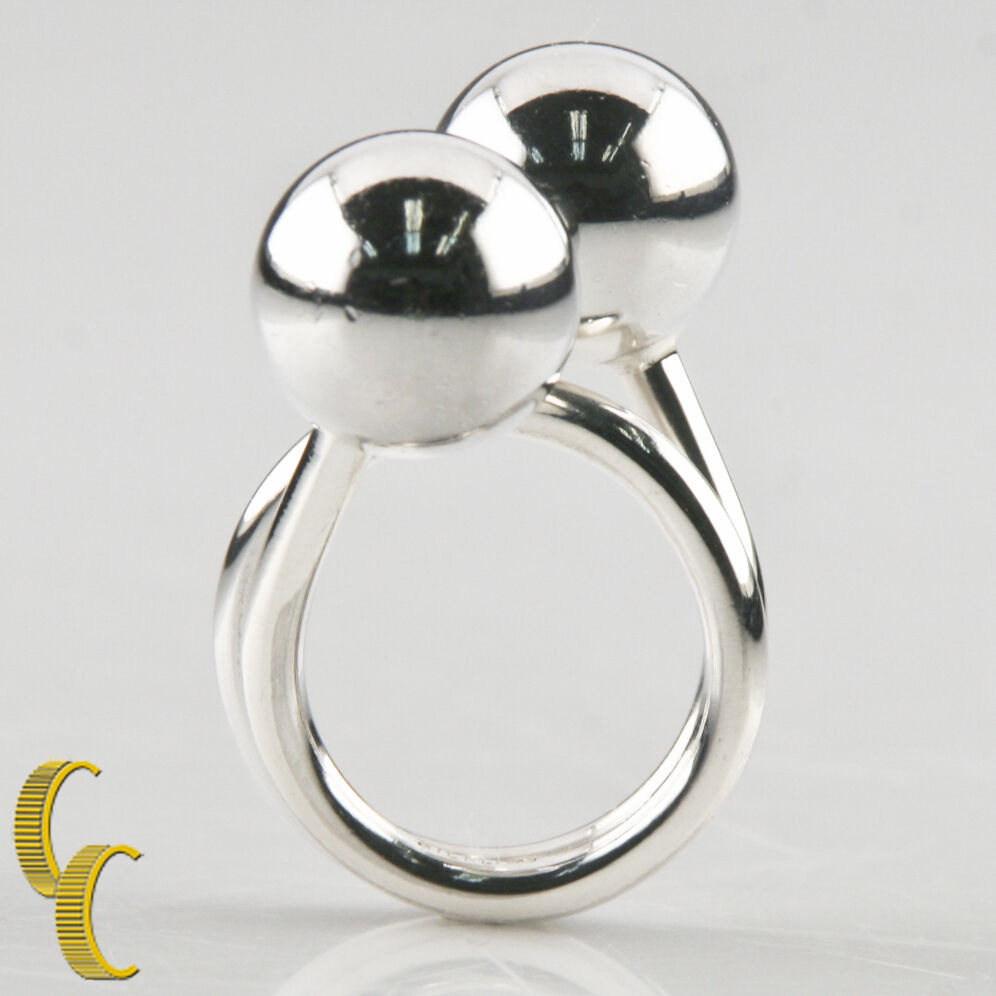Georg Jensen Sterling Silver Modernist Ball Ring Designed by Bent Knudsen Size 4