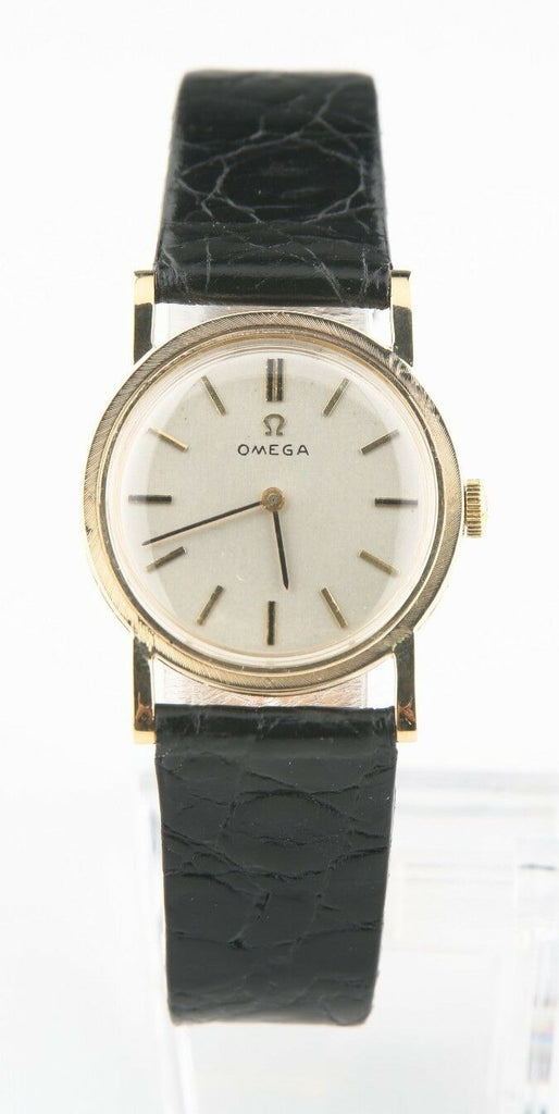 Vintage Omega 14k Yellow Gold Hand-Winding Mechanical Watch w/ Leather Strap