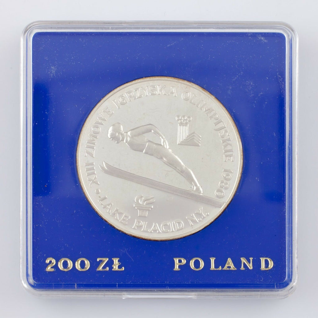 1980-MW Poland 200 Zlotych w/ Torch (Proof, PF) Winter Olympics Ski Jump Y-110.1