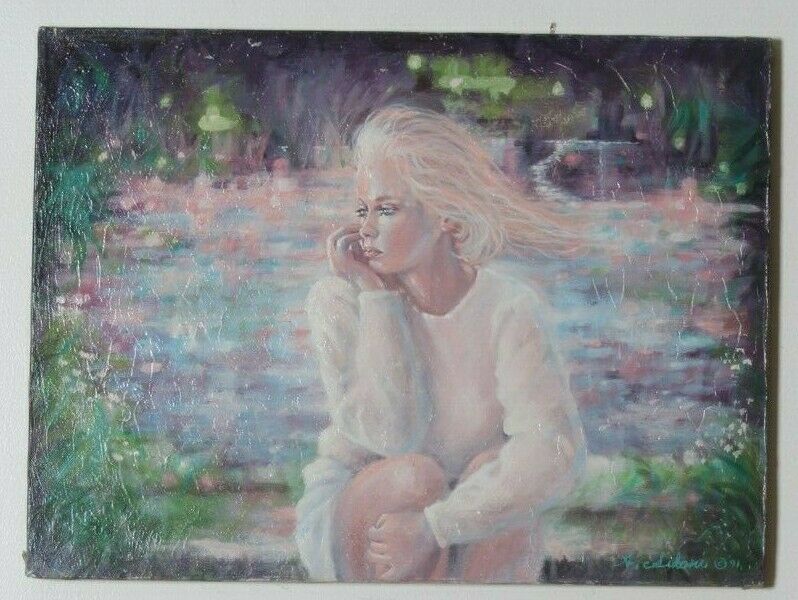 "Pensive" By Anthony Sidoni 1991 Signed Oil on Canvas 18"x24"