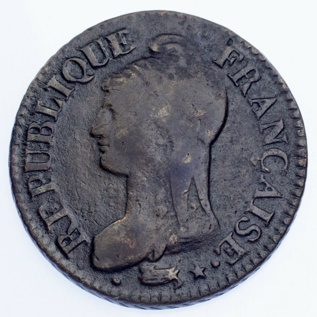 LAN 5 (1796-97) France 5 Centimes Coin (VF) Very Fine KM# 640.5