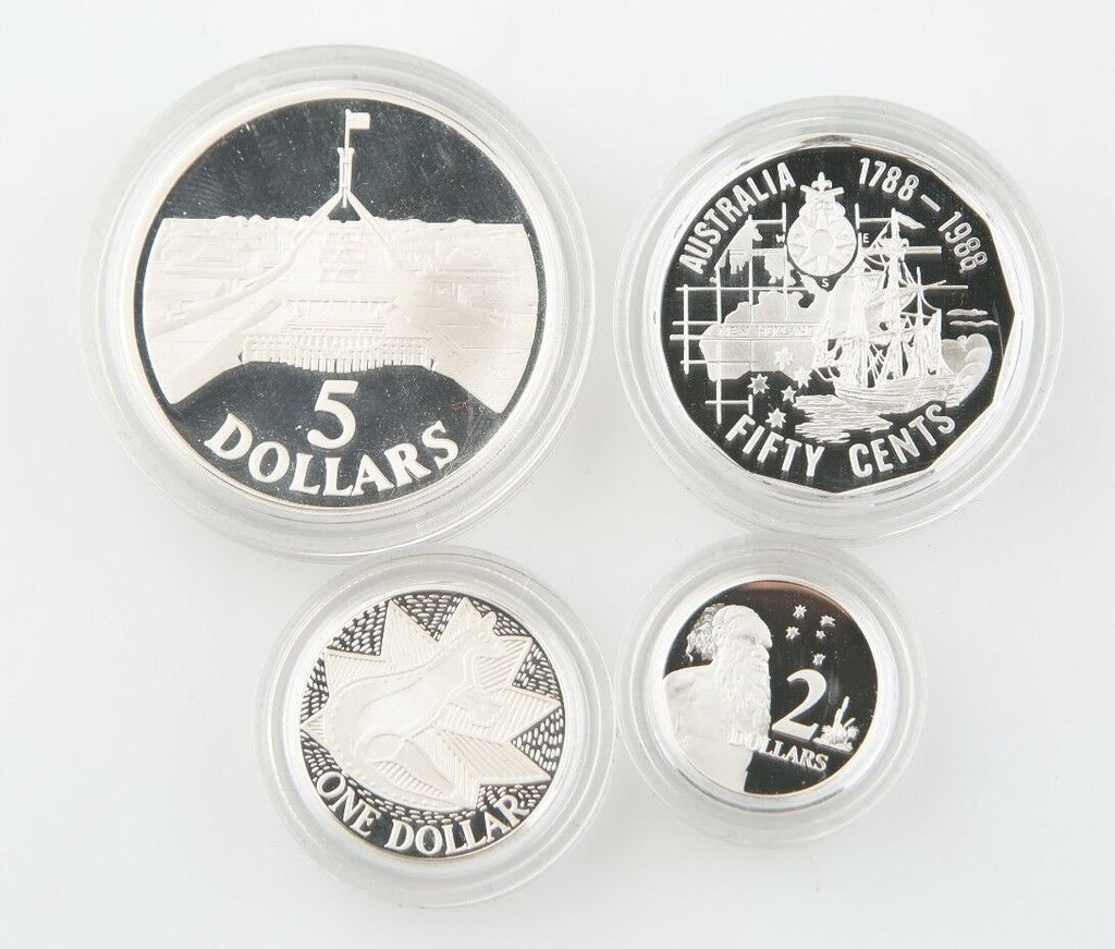 1988 Royal Australian Mint Sterling Silver Proof Set w/ Original Box & Case BU
