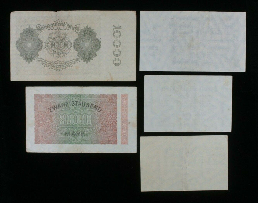 Weimar Republic 5-Notes Currency Set // 1922-1923 Germany Mark High Denomination