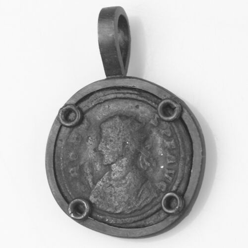Ancient Roman Coin In Silver Antiqued Bezel Pendant Unique Gift!