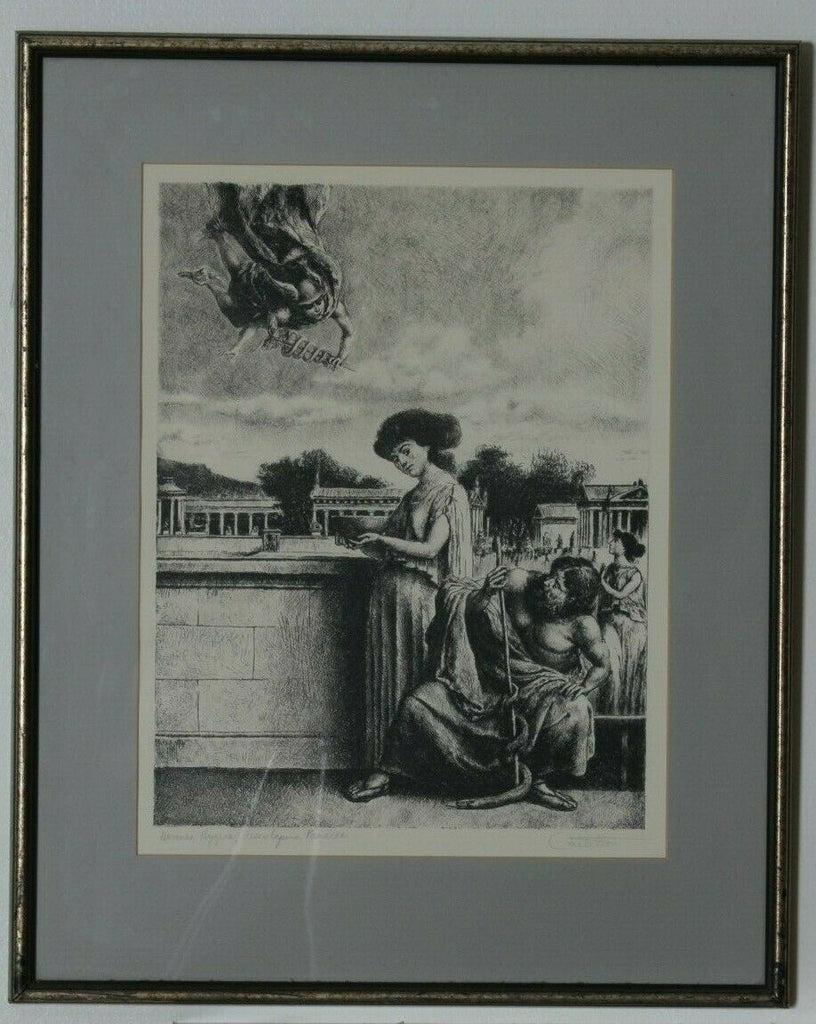 "Hermes, Hygeia, Aesculpaius, Panacea" Etching on Paper by Federico Castellon