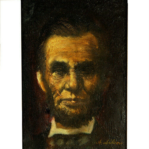 "Abraham Lincoln Oil Study" By Anthony Sidoni Signed Oil on Canvas 15"x13"