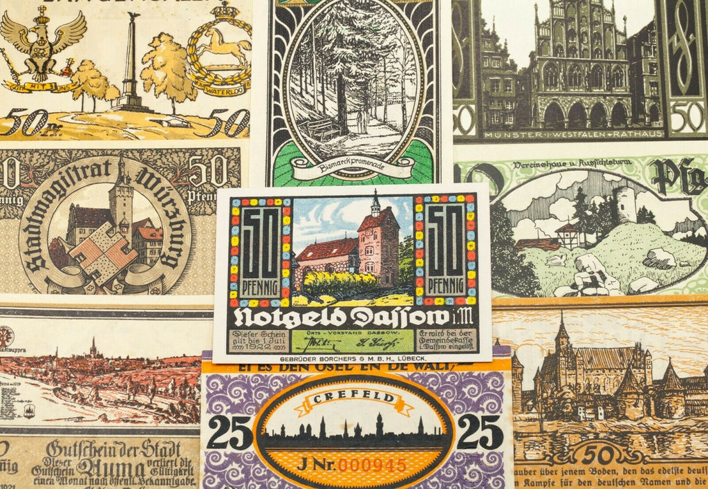 1920-1922 Germany Notgeld (Emergency Money) 25pc - Landmarks & Buildings Themes