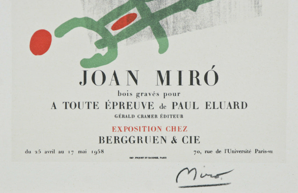"A Toute Epreuve" by Joan Miro Signed Lithograph 10"x7"