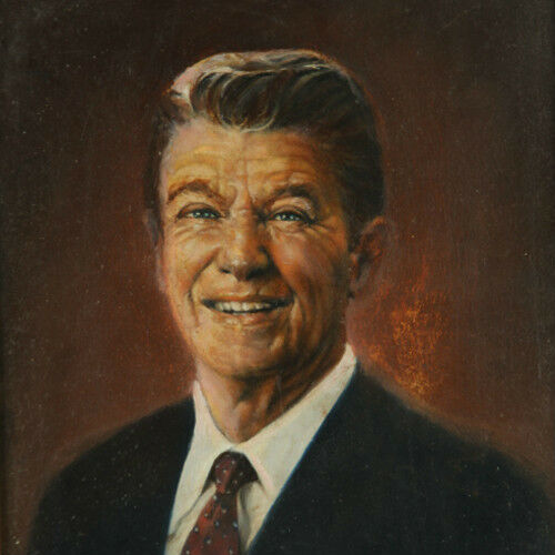 Untitled (Portrait of Ronald Reagan) By Anthony Sidoni Signed Oil Painting