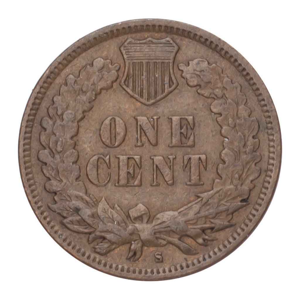 1908-S Indian Head Cent 1C Penny (Fine, F Condition)