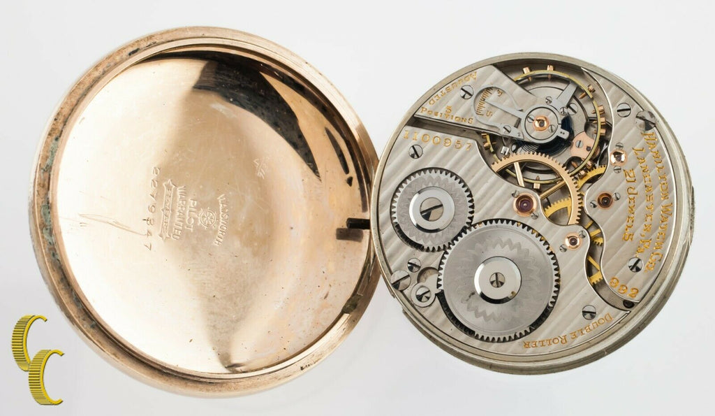 Hamilton Open Face Gold Filled Antique Pocket Watch Grade 992 16S 21 Jewel