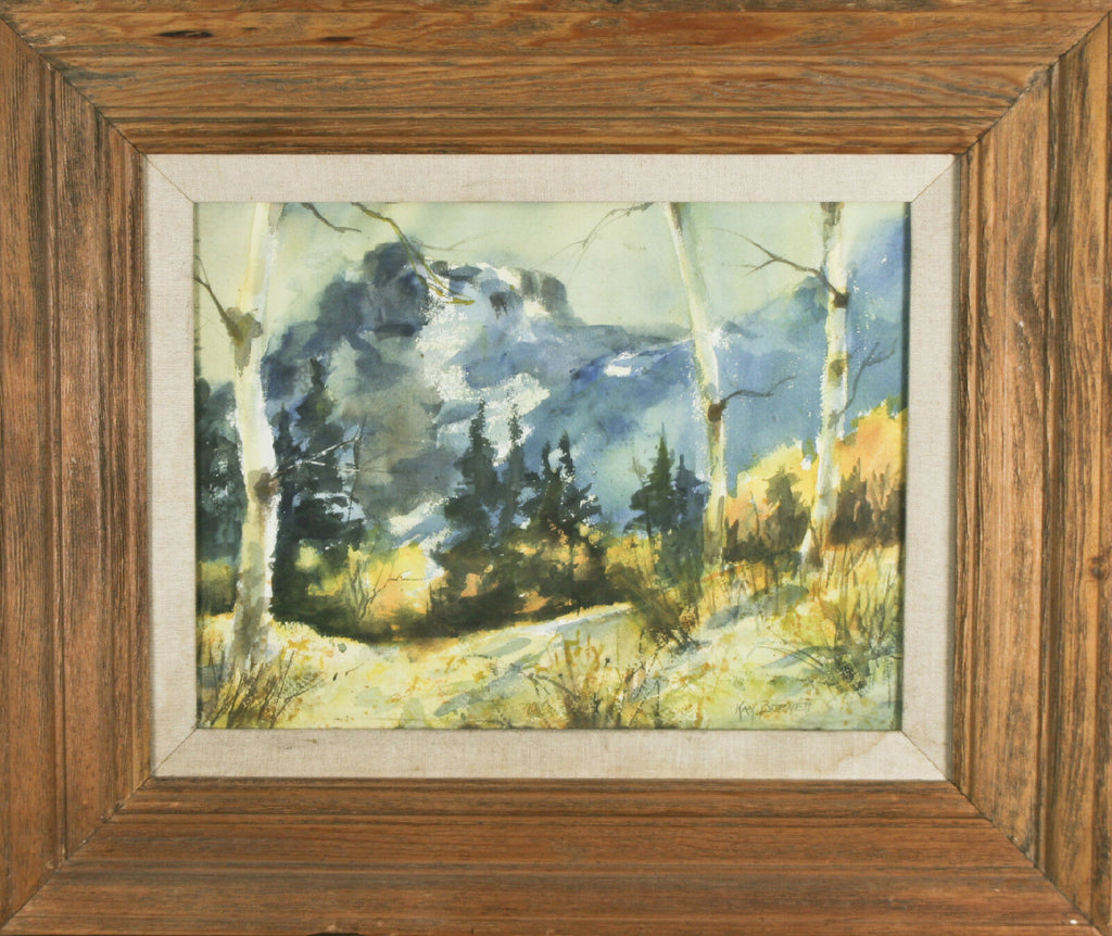 Landscape Signed Framed Watercolor Painting by Kay Burnett 20 1/2"x24 1/2"