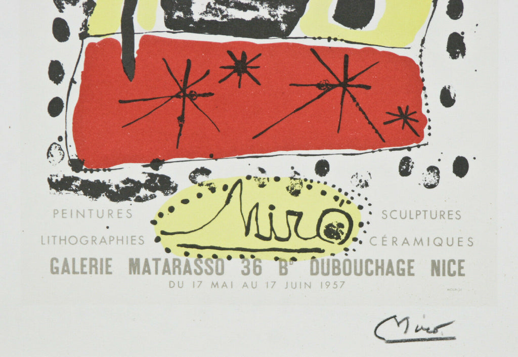 "Galerie Matarasso" by Joan Miro Signed Lithograph 10"x7 1/2"