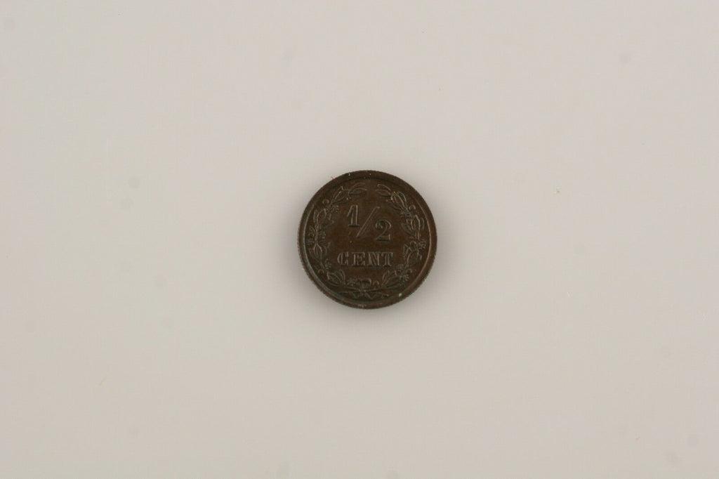 1901 Netherlands 1/2 Cent Coin (AU) About Uncirculated Condition