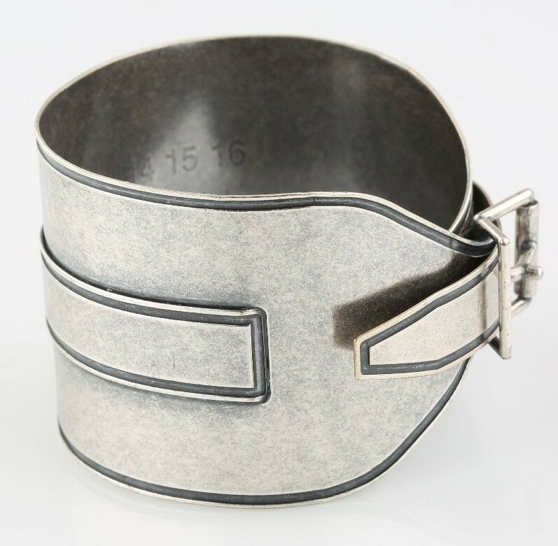 Mason Martin Margiela Silver-Plated Adjustable Buckle Bracelet 8" 73.8 g