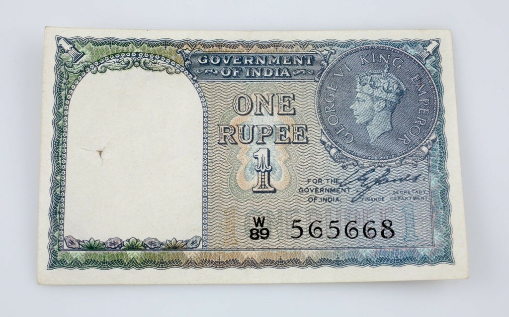 1940 Reserve Bank of India WWII-era 1 Rupees Note Pick #25a XF Condition