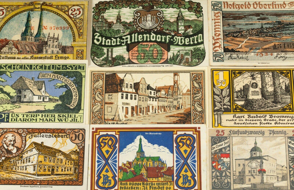 1920's Germany Notgeld Money 25pc City Views - Kirn, Pfarrkirchen, Wanfried