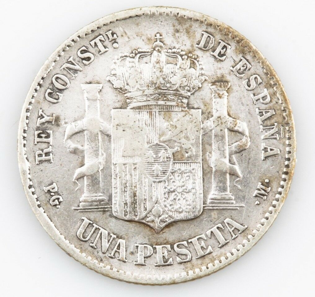 1891 SPAIN 1 PESETA VERY GOOD COIN
