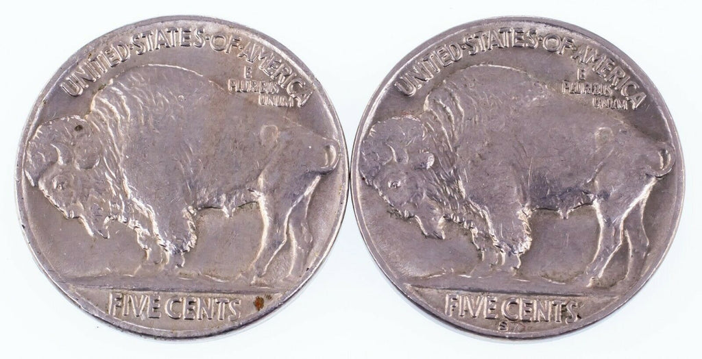 Lot of 2 1930 Buffalo Nickels (P + S) in AU Condition, Natural Color