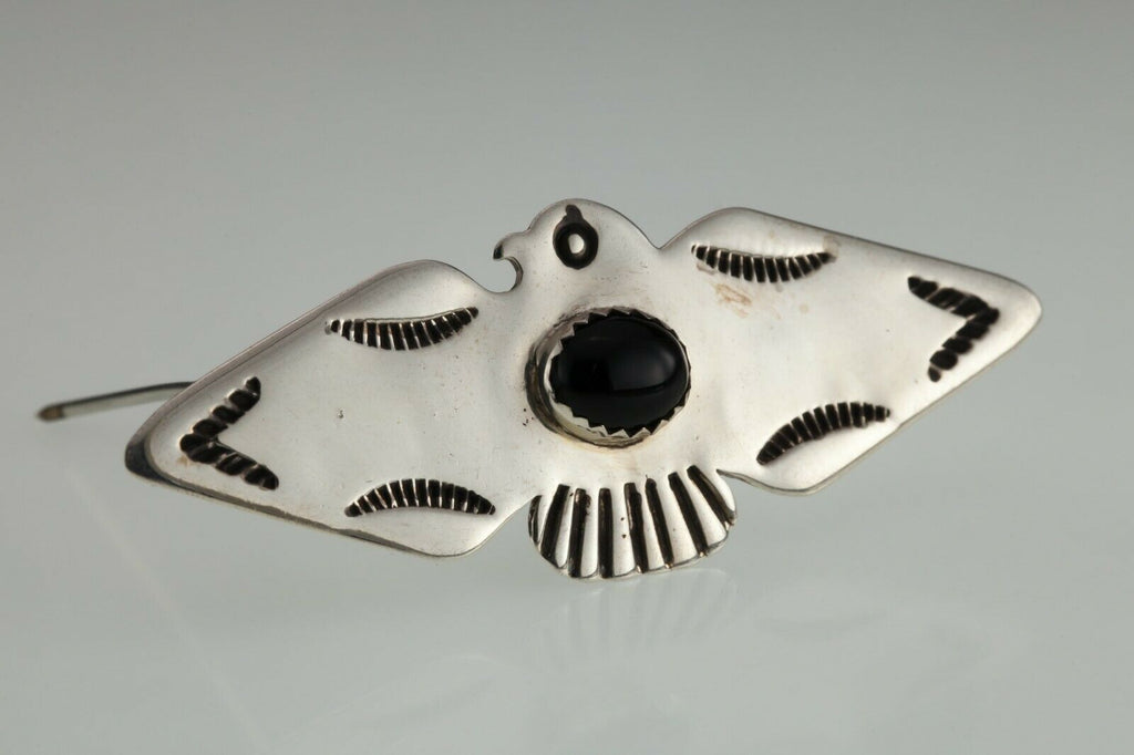 Three Smokes Trading Co. Sterling Bird Brooch w/ Onyx Center Stone 6.6g