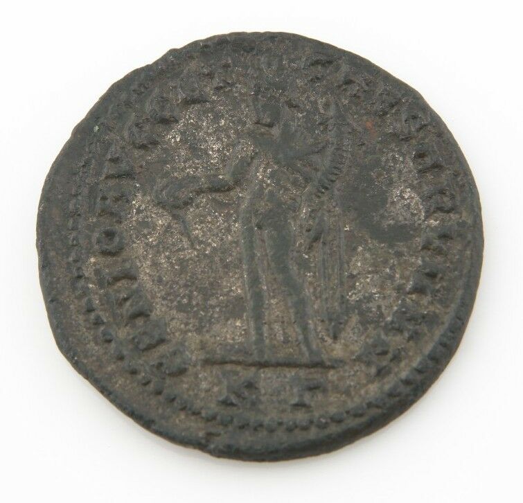 309-313 AD Roman Silvered AE Follis Coin XF Maximinus II Daia Genius S#3752