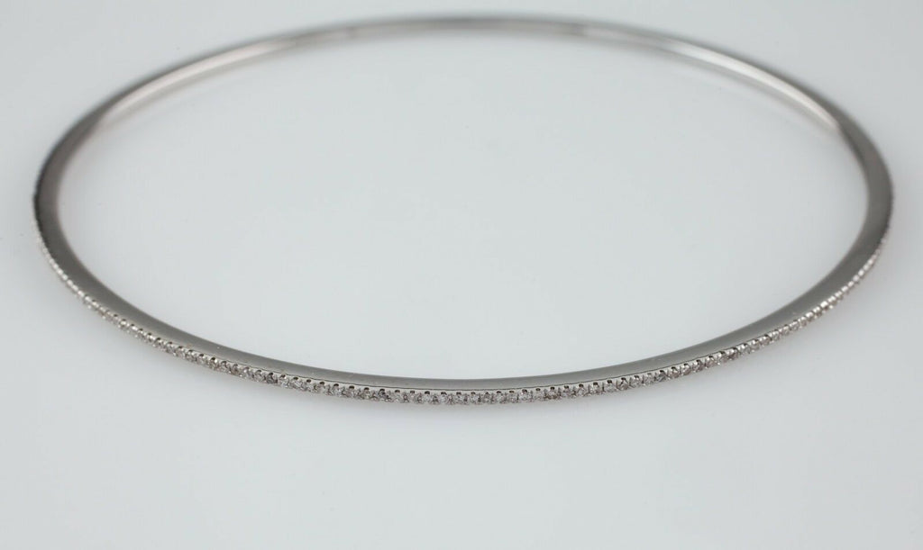1.00 carat Diamond 18k White Gold Stackable Bangle Bracelet